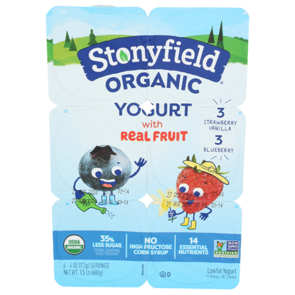 Stonyfield Organic Kids Strawberry Vanilla & Blueberry Yogurt