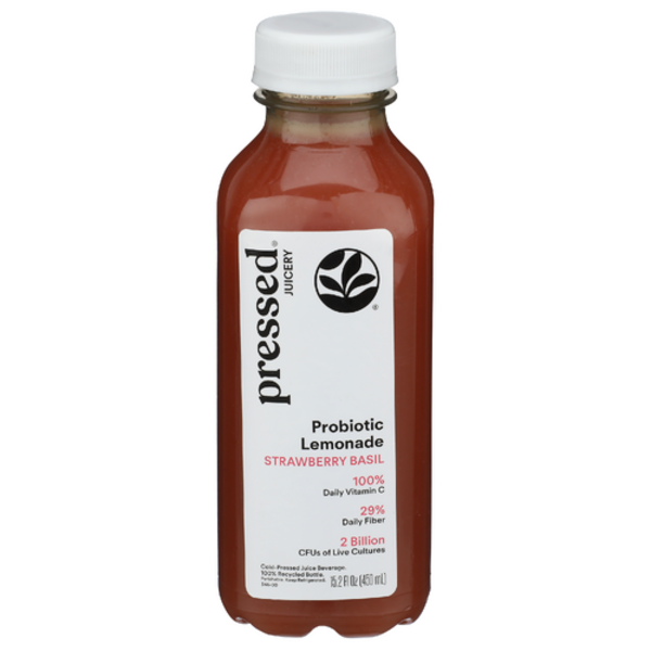 Pressed Juicery Strawberry Basil Probiotic Lemonade