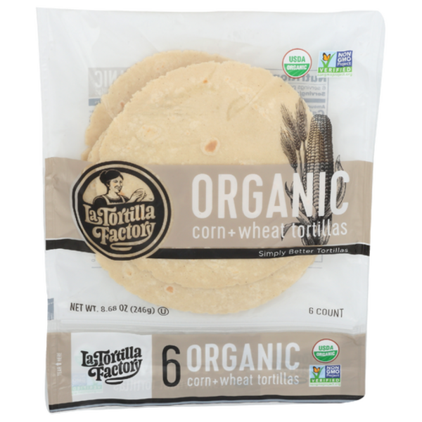 La Tortilla Factory Organic Corn & Wheat Tortillas 6 Count