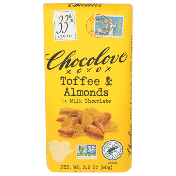 Chocolove Toffee & Almonds In Milk Chocolate Bar