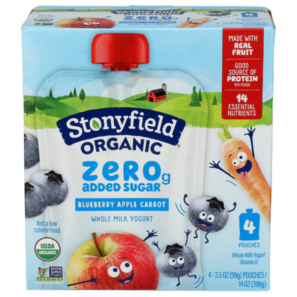 Stonyfield Organic Blueberry Apple Carrot Yogurt Pouches 4 Pack
