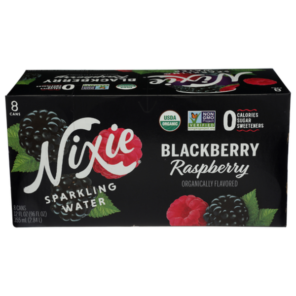 Nixie Sparkling Water Organic Blackberry Raspberry Sparkling Water 8 Pack