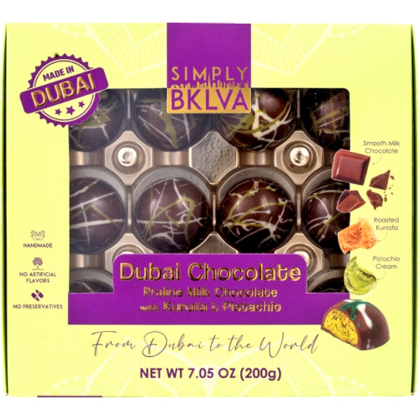 Simply Bklva Dubai Chocolate Praline Milk Chocolate with Kunafa & Pistachio