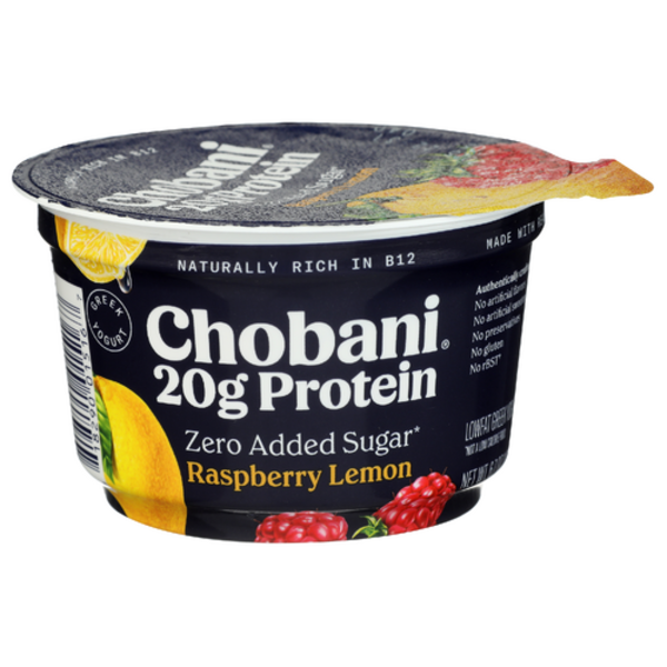 Chobani Raspberry Lemon Zero Added Sugar 20G Protein Greek Yogurt