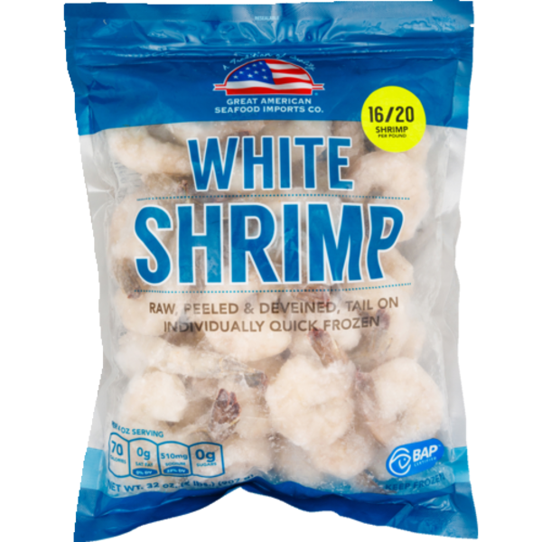 Great American Seafood 16/20 Count Tail On Peeled & Deveined Frozen Raw Shrimp