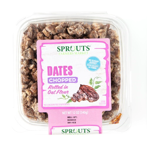 Sprouts Chopped Dates Rolled in Oat Flour