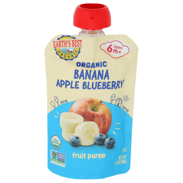 Earth's Best Organic Baa Apple Blueberry Fruit Puree Stage 2 Pouch