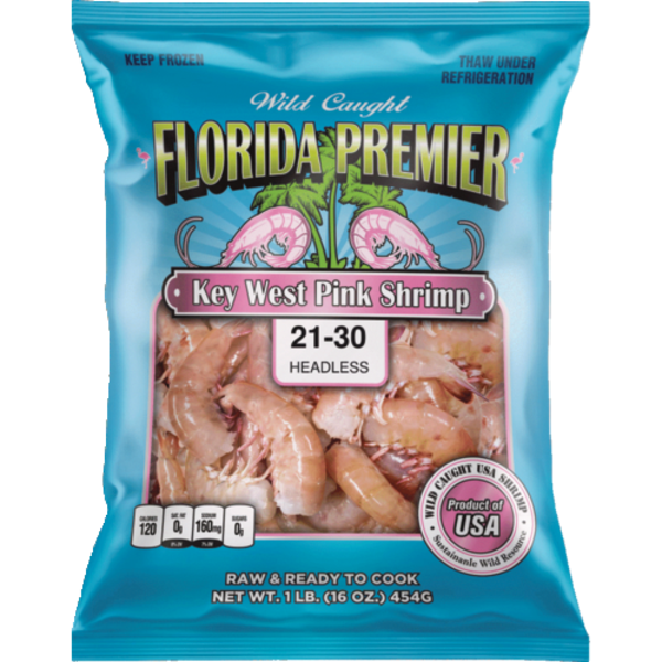 Florida Premier Wild Key West Raw Pink Shrimp 21/30 Count