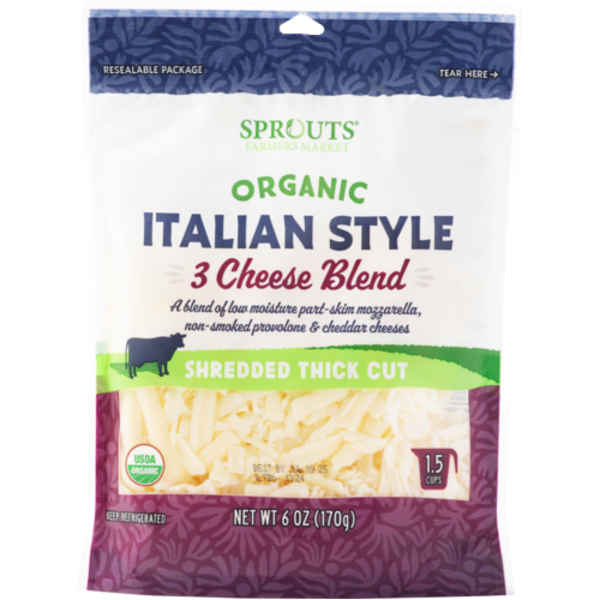 Sprouts Organic Italian Style Shredded Thick Cut 3 Cheese Blend
