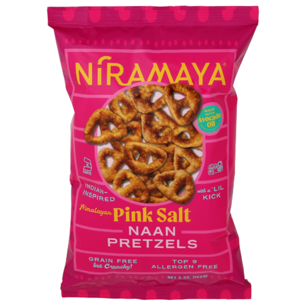 Niramaya Indian-Inspired Spicy Himalayan Pink Salt Avocado Oil Naan Pretzels