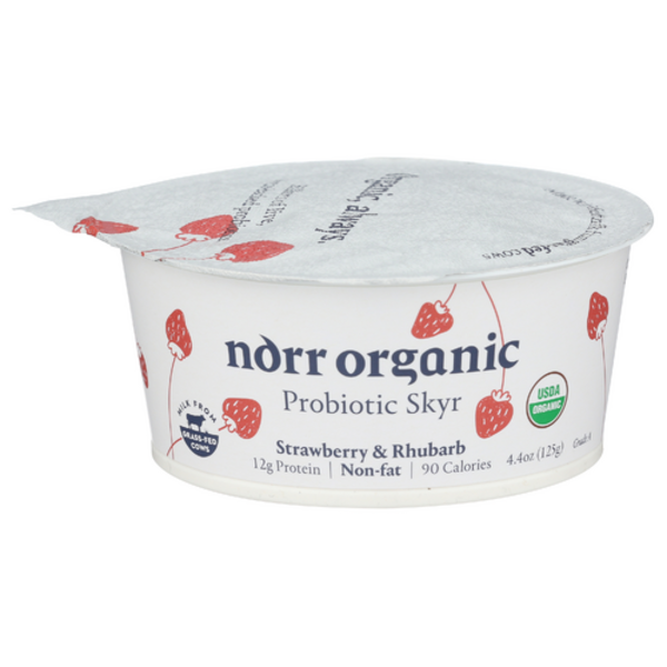 Norr Organic Organic Strawberry & Rhubarb Non-Fat Probiotic Skyr Yogurt