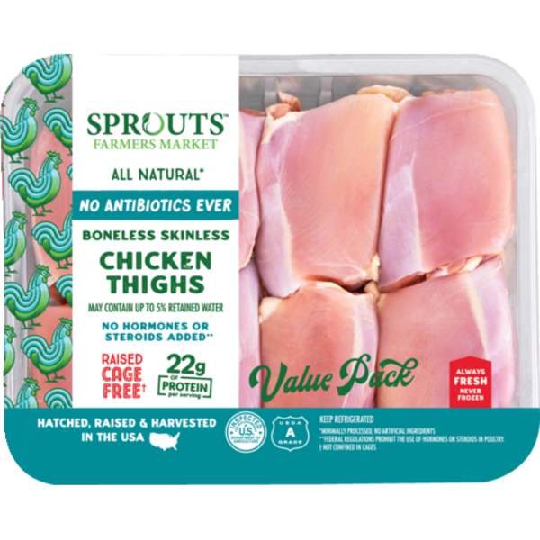 Sprouts All-Natural Fresh Boneless Skinless Chicken Thigh Value Pack