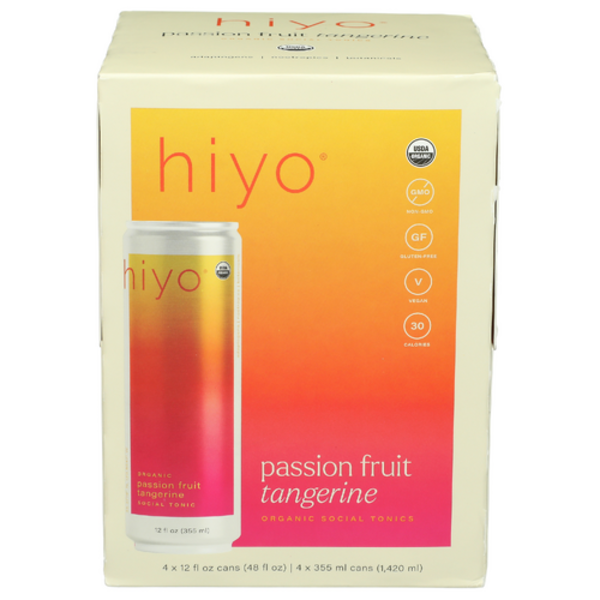 Hiyo Organic Passion Fruit Tangerine Social Tonic 4 Pack