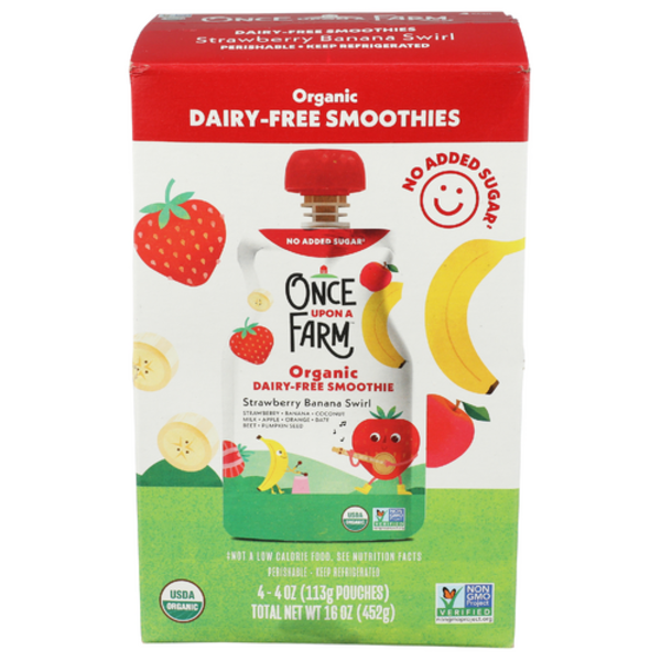 Once Upon A Farm Organic Strawberry Baa Swirl Dairy Free Smoothie 4 Pack
