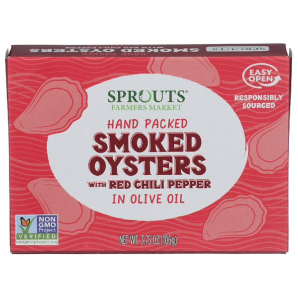 Sprouts Smoked Oysters With Red Chili Peppers In Olive Oil