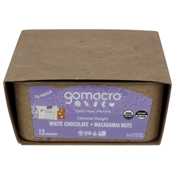 Gomacro Organic White Chocolate + Macadamia Nuts Macrobar 12 Pack