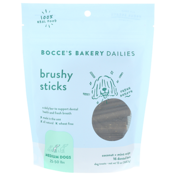 Bocces Bakery Coconut And Mint Brushy Sticks For Medium Dogs