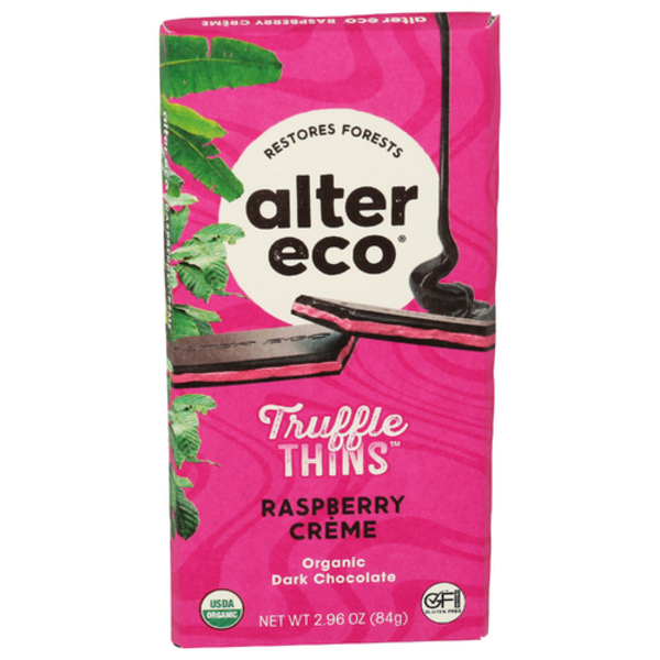 Alter Eco Organic Raspberry Creme Dark Chocolate Truffle Thins Bar