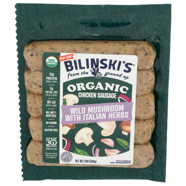 Bilinski's Organic Wild Mushrooms With Italian Herbs Chicken Sausage