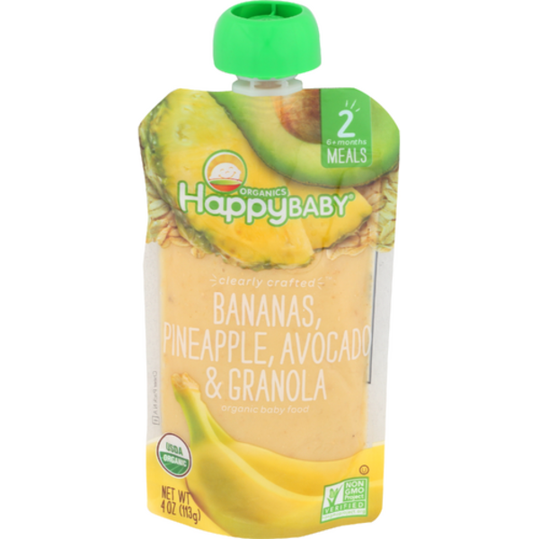 Happy Baby Organic Baas, Pineapple, Avocado, & Granola Stage 2 Pouch