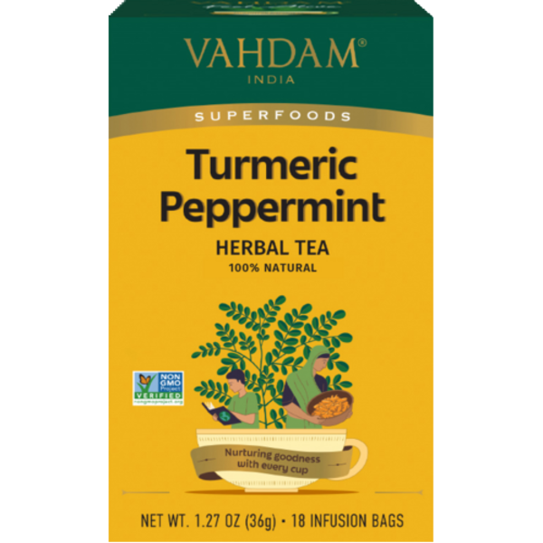 Vahdam Teas Organic Turmeric Peppermint Herbal Tea
