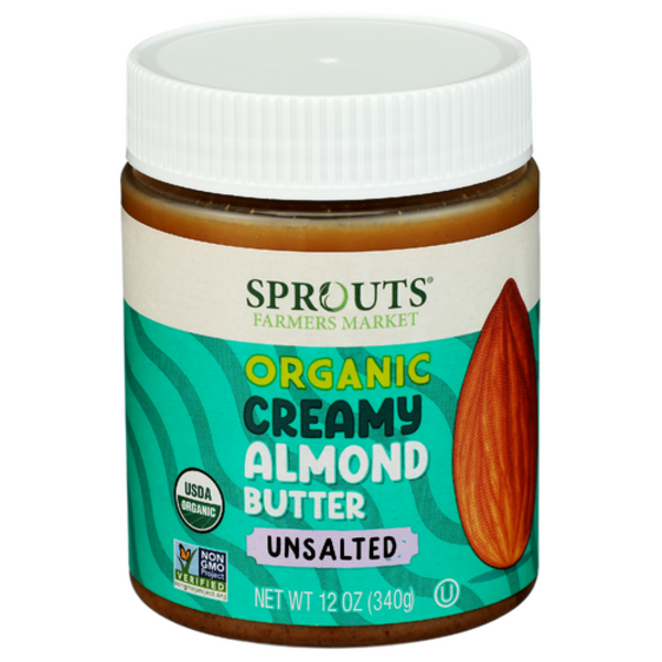 Sprouts Organic Unsalted & Unsweetened Creamy Almond Butter