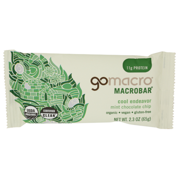 Gomacro Organic Cool Endeavor Mint Chocolate Chip Protein Bar