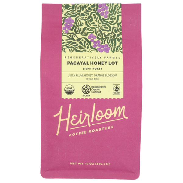 Heirloom Coffee Roasters Organic Pacayal Honey Lot Light Roast Whole Bean Coffee