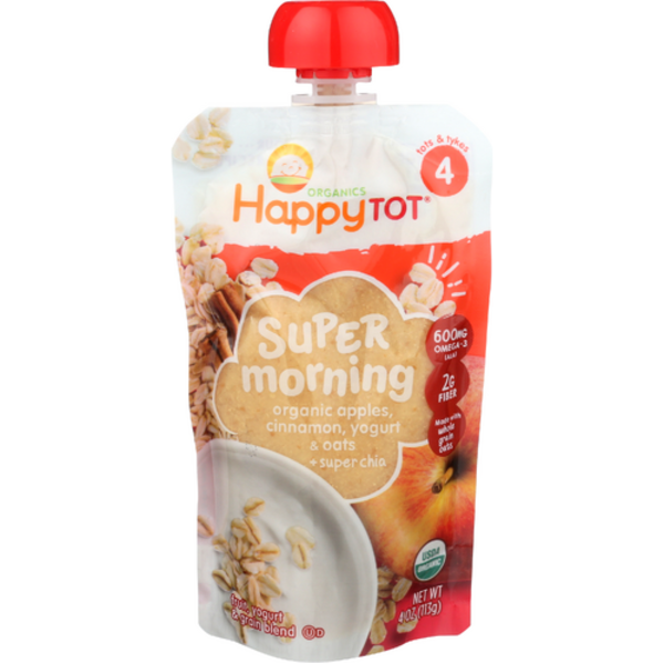 Happy Tot Super Morning Organic Apples Cinnamon Yogurt & Oats + Super Chia Stage 4 Pouch