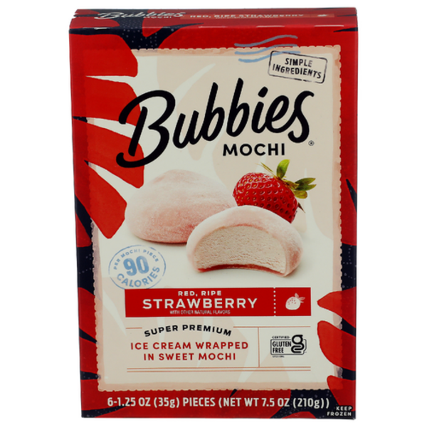 Bubbies Hawaii Mochi Strawberry Ice Cream Bites 6 Pack