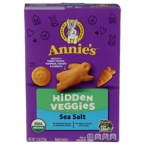 Annie's Homegrown Organic Sea Salty Crackers With Hidden Veggies