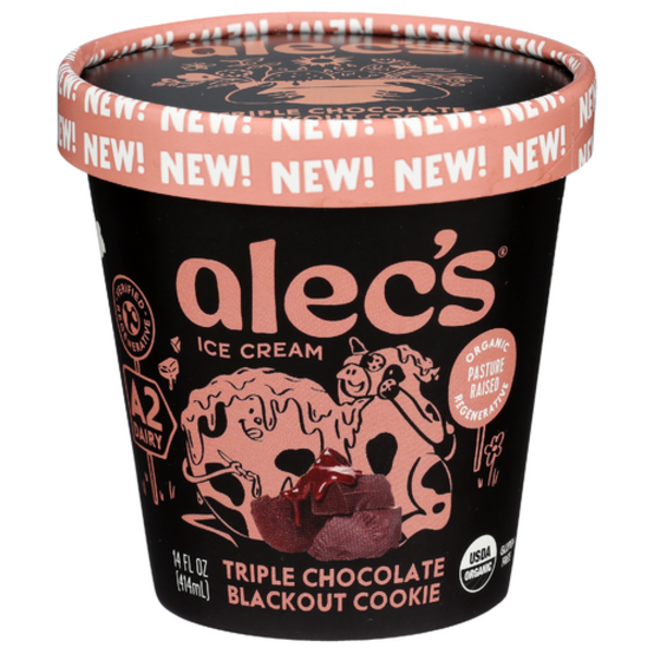 Alec's Ice Cream Organic Triple Chocolate Blackout Cookie Ice Cream
