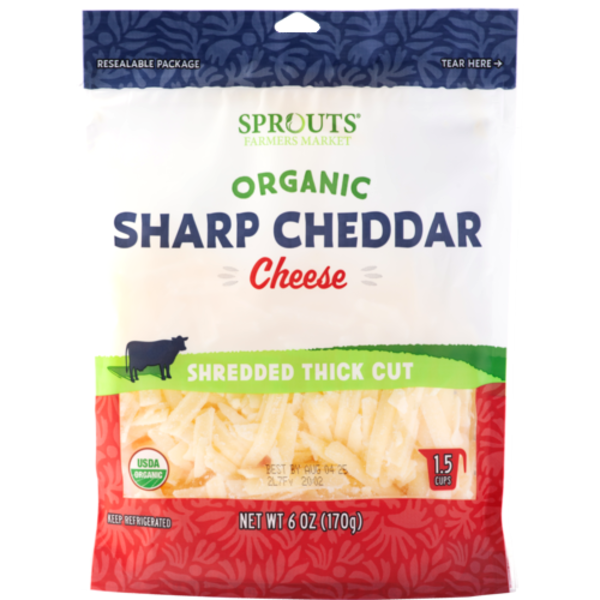 Sprouts Organic Sharp Cheddar Shredded Thick Cut Cheese