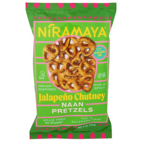 Niramaya Indian-Inspired Spicy Jalapeno Chutney Avocado Oil Naan Pretzels